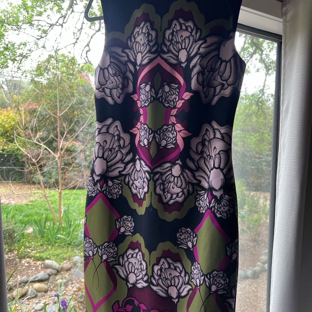 Ted Baker Floral Patterned Dress - Black and Pink- has blemish on right hand
